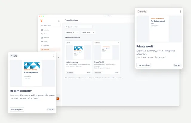 Genesis Risk Monitor editable investment proposal